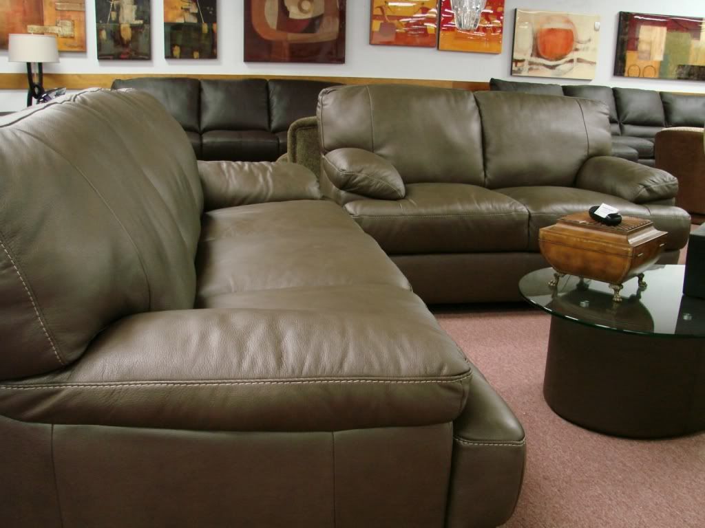 Natuzzi Editions Leather Sofa B594, Mushroom Leather President's Day